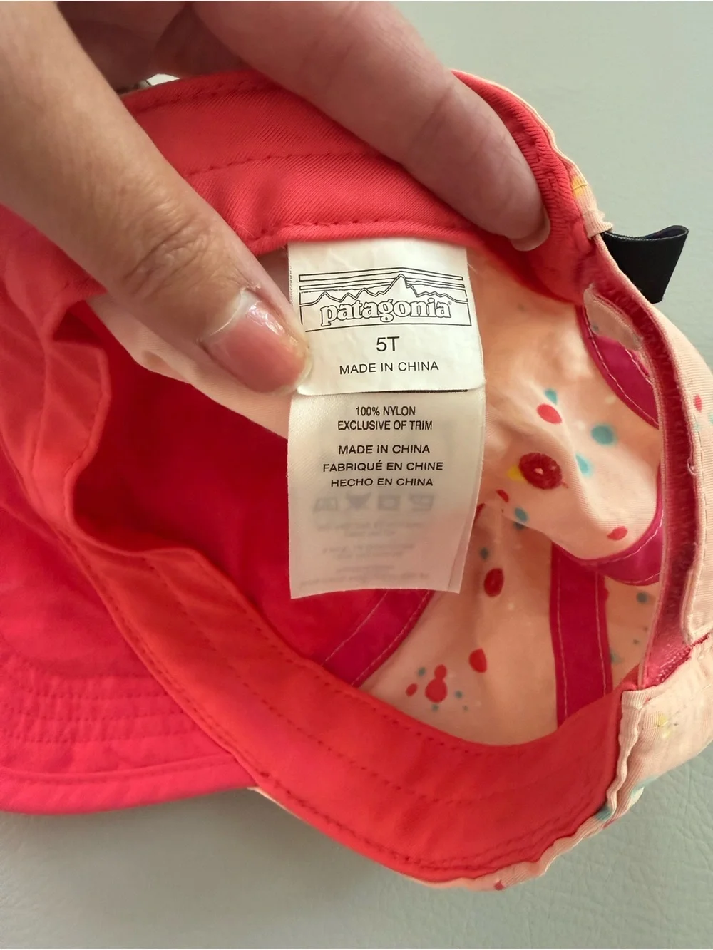 Patagonia Girls Nylon Ball Cap Hat Pink Splatter 5T - Light weight quick dry